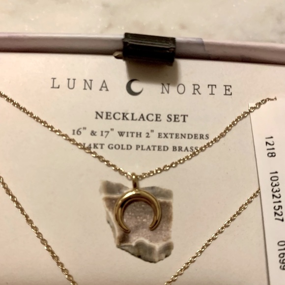 NWT Luna Norte Crescent Moon/Druzy Quartz Necklace Set 🌙💎 - Picture 7 of 12